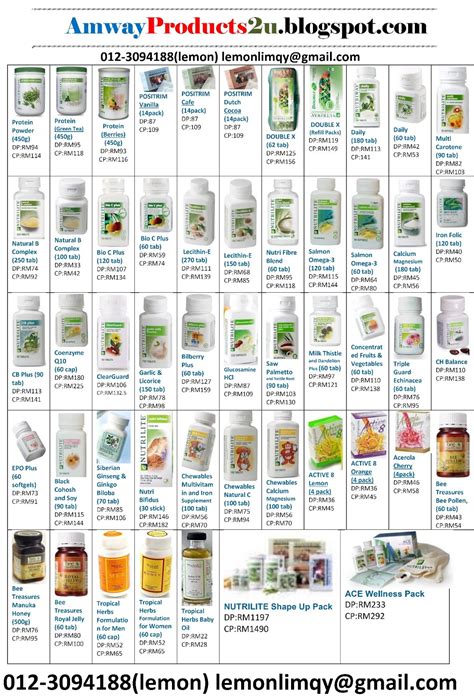 amway products price list.